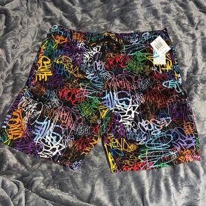 Multicolor Graffiti Print Men's Shorts